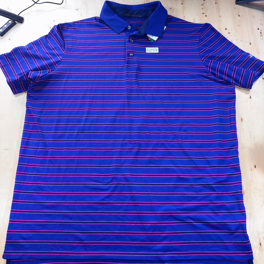 Greyson Clothiers Mens XL Performance Golf Polo Blue Pink La Gorce CC Stripe